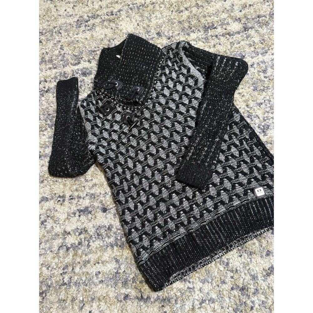 Barabas Sweater Large Black White 2 Buckle Chunky Collar